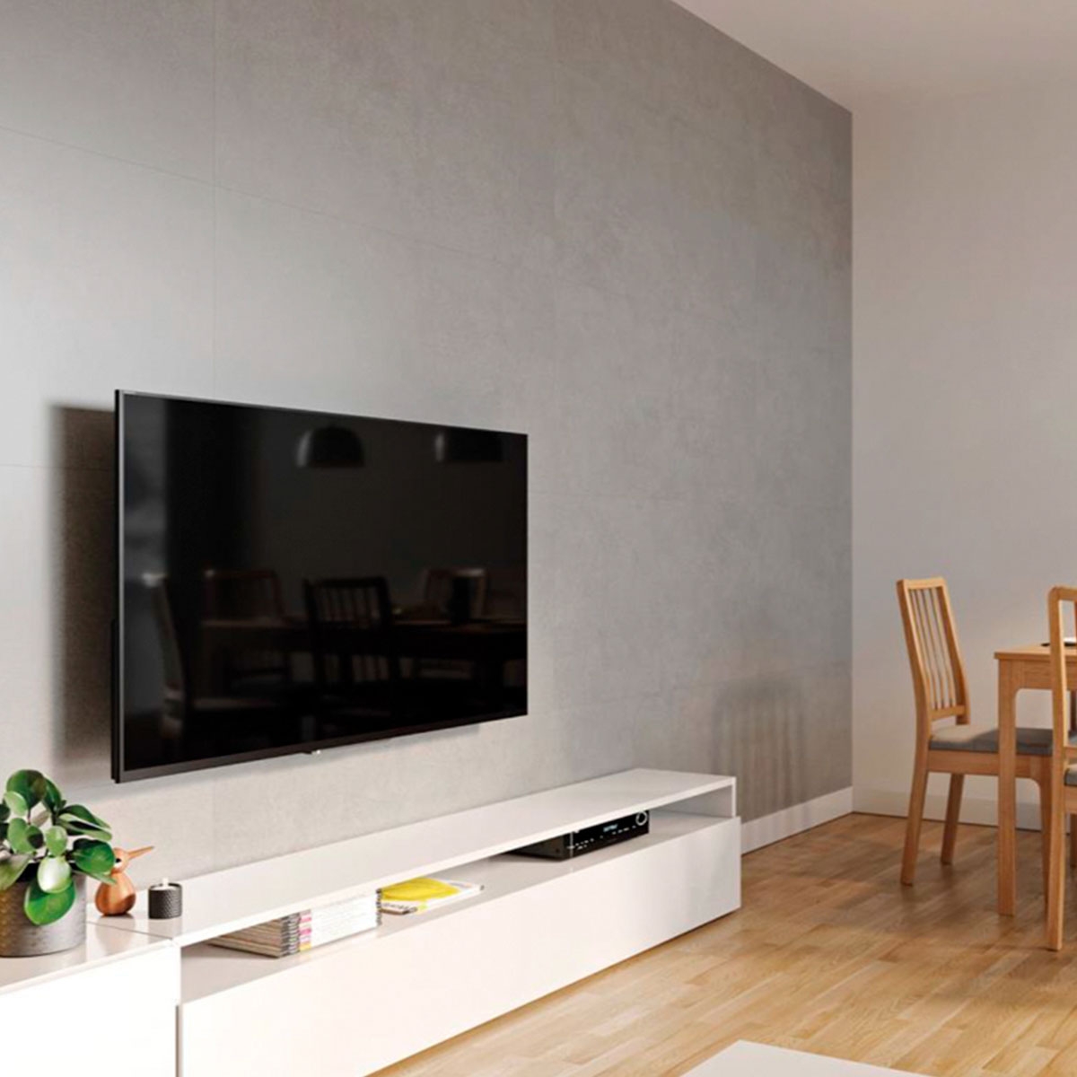 Interior con revestimiento Spc Concrete Light Vilo 60x120 (Caja 2.88m2)