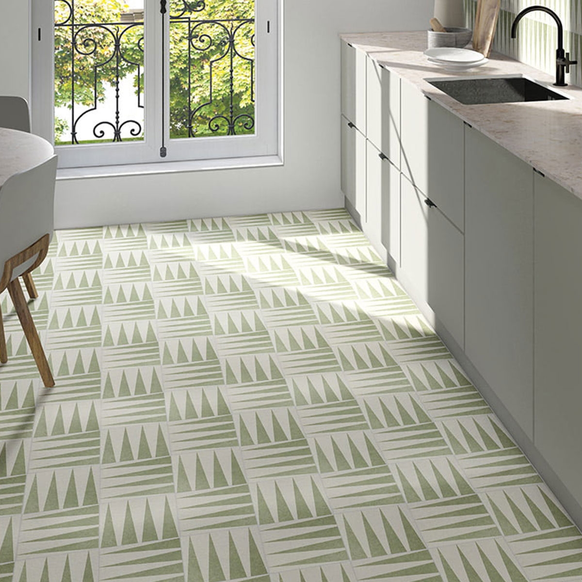 Interior con pavimento Green Garden Decor Green Four 20x20