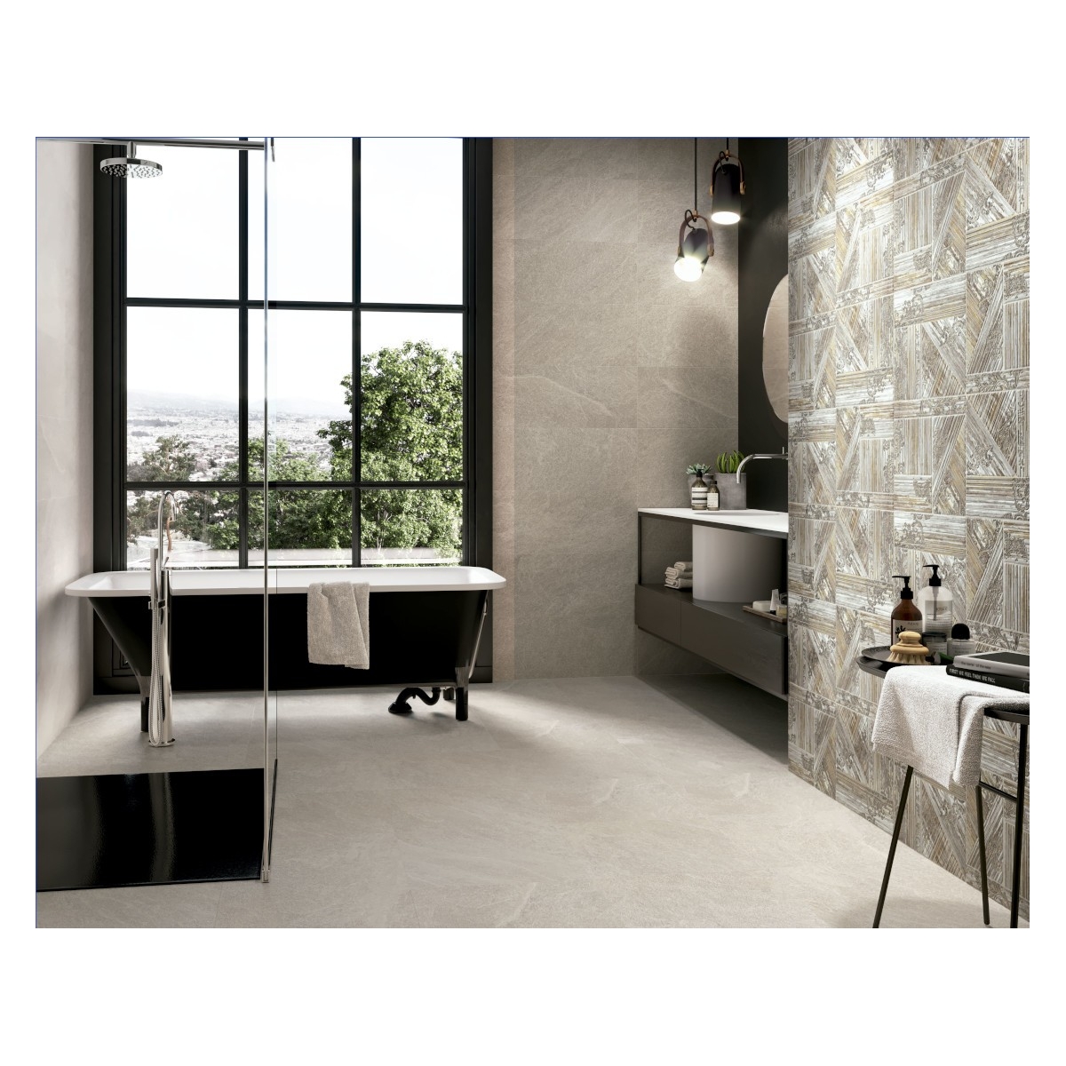 Serie 8201 Gris by Porcelanitedos - Azulejos grandes para casa de banho