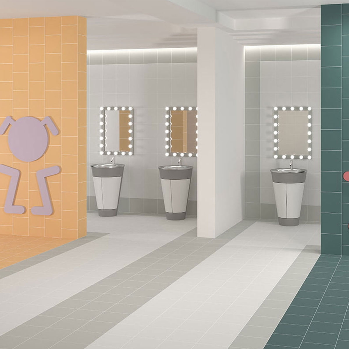 Interior con pavimento y revestimiento Normandy Technical Soft Teal 20x20