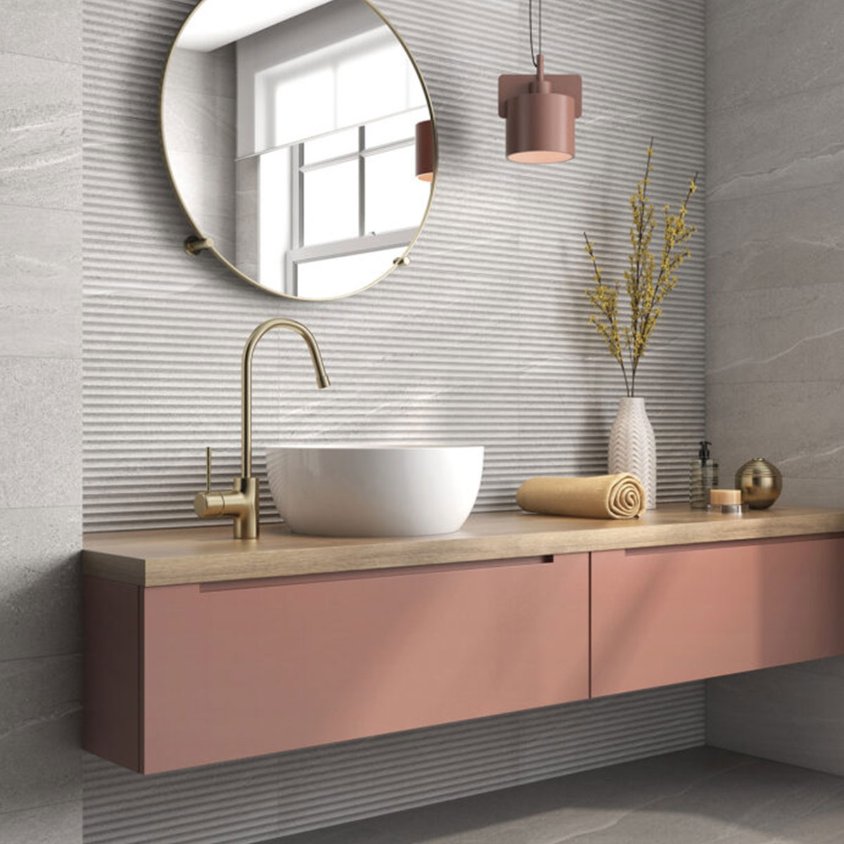 Baño con Revestimiento Eddystone P.R. Perla 25x70 cm