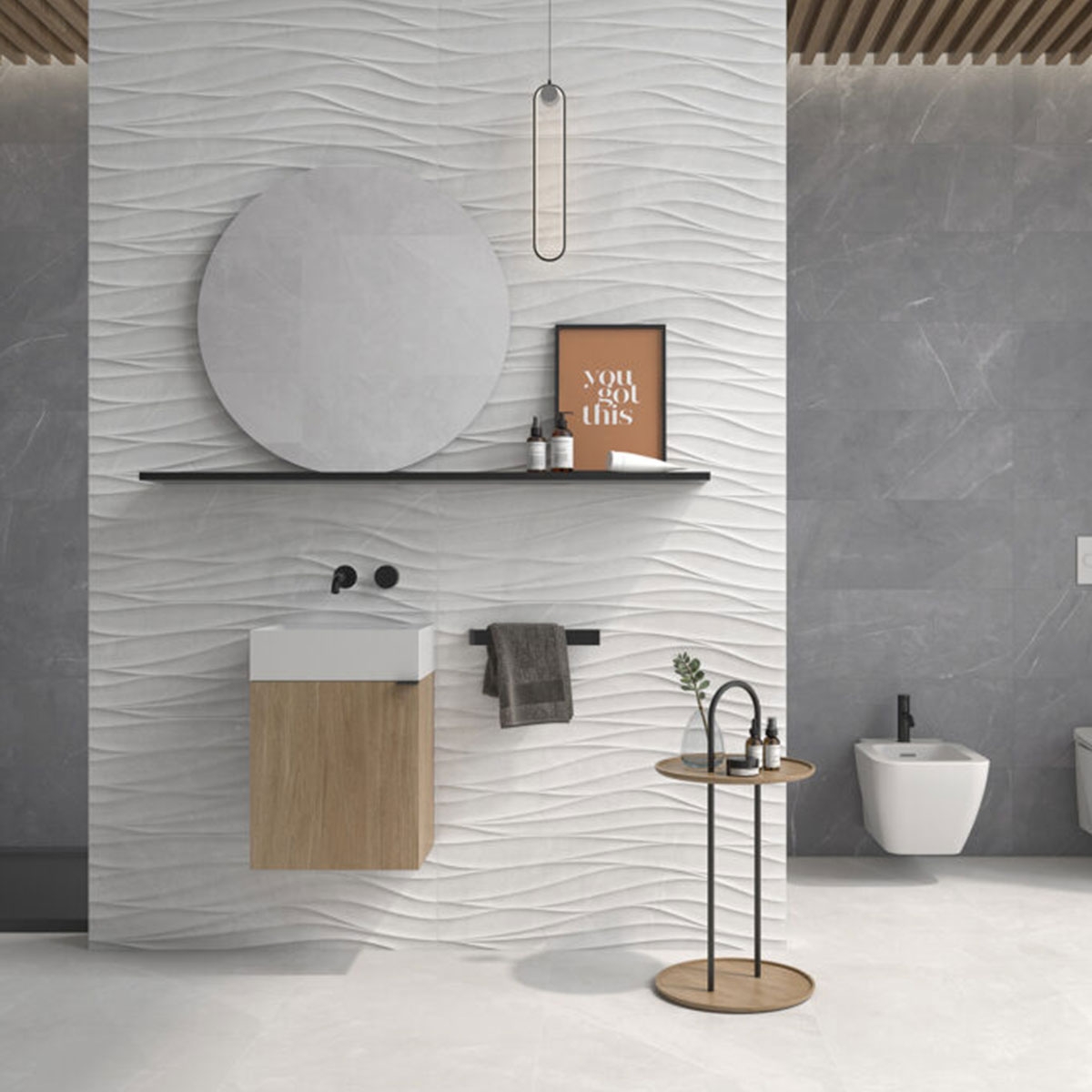 Baño con Pavimento Elbert Blanco 60x60 cm