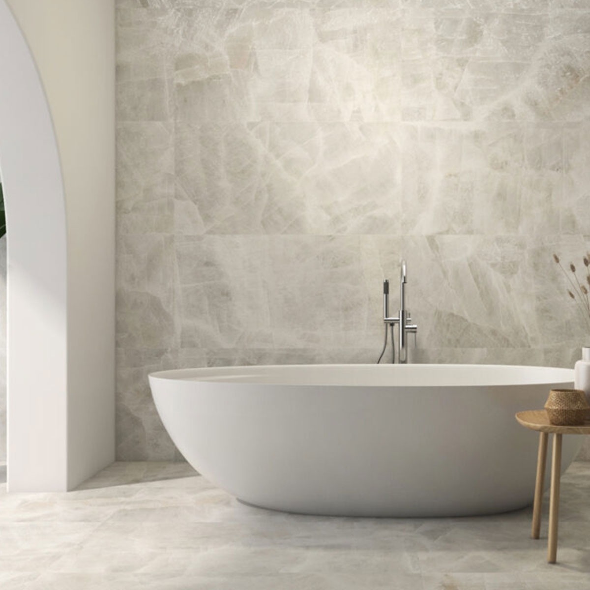 Baño con Pavimento y Revestimiento Frozen Blanco 60x120 cm