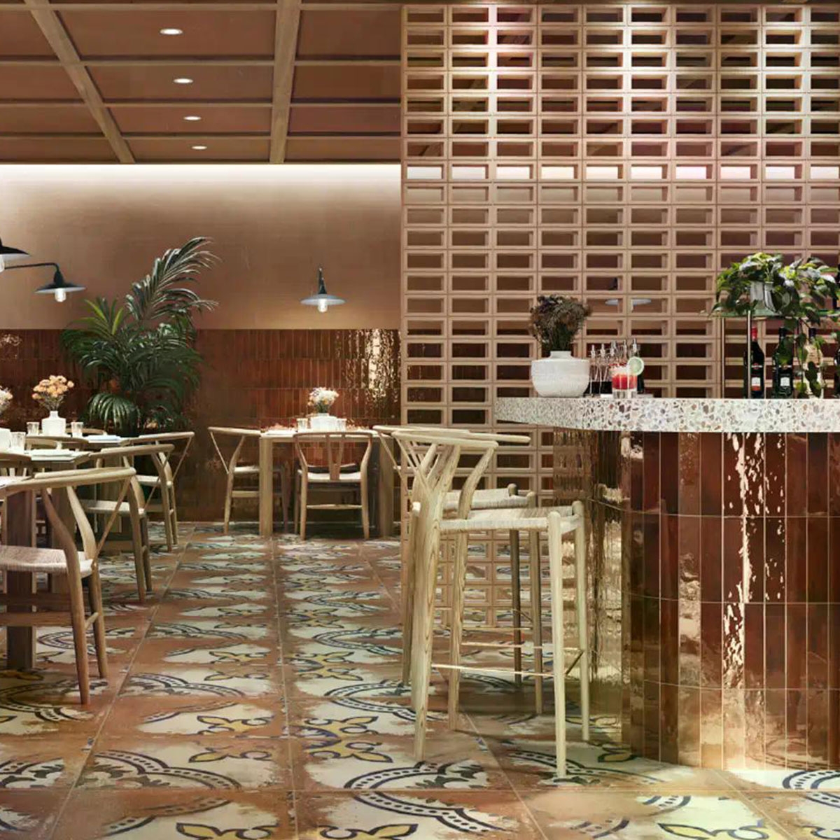 Interior con revestimiento Occhiata Natural 9.7x19.8