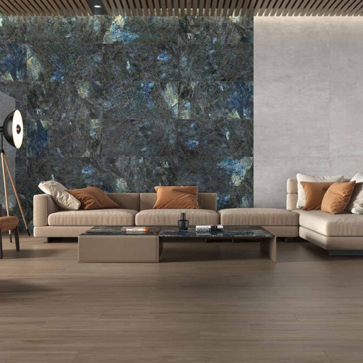 Sala con Revestimiento Labradorite Blue 60x120 cm (Caja 1.44 m2)