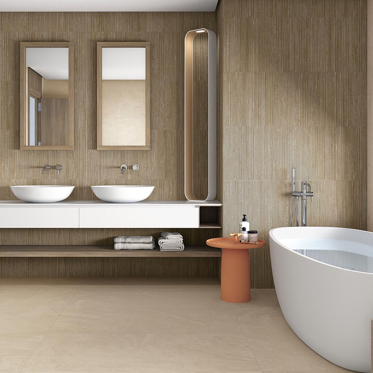 Baño con Pavimento Salerno-R Beige 60x120