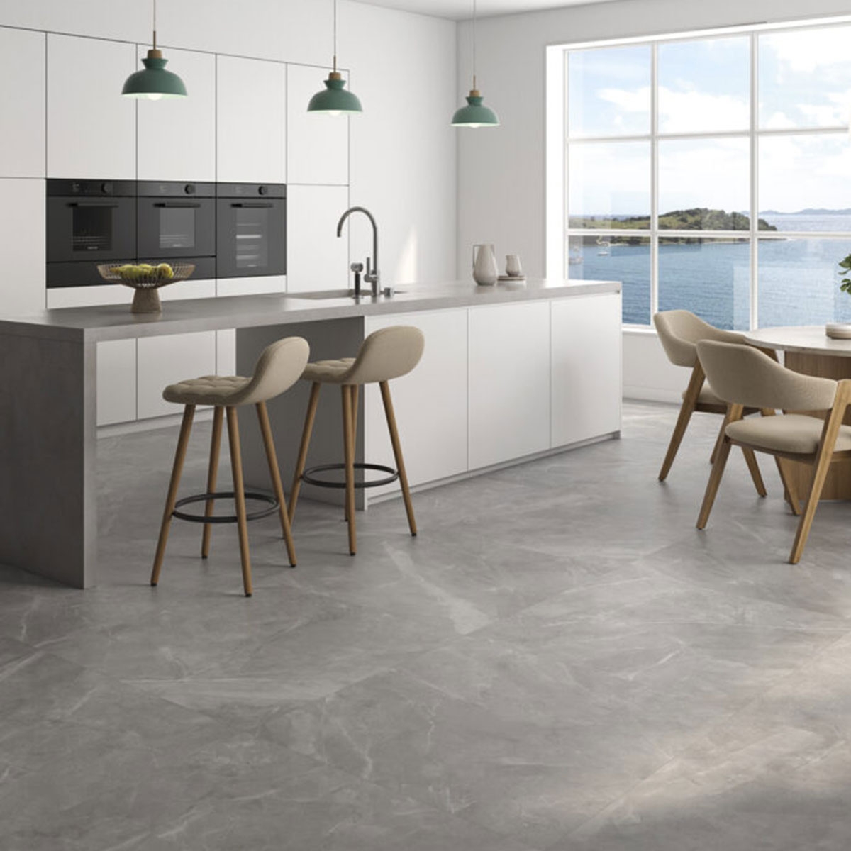 Cocina con Pavimento Magda Gris 90x90 cm
