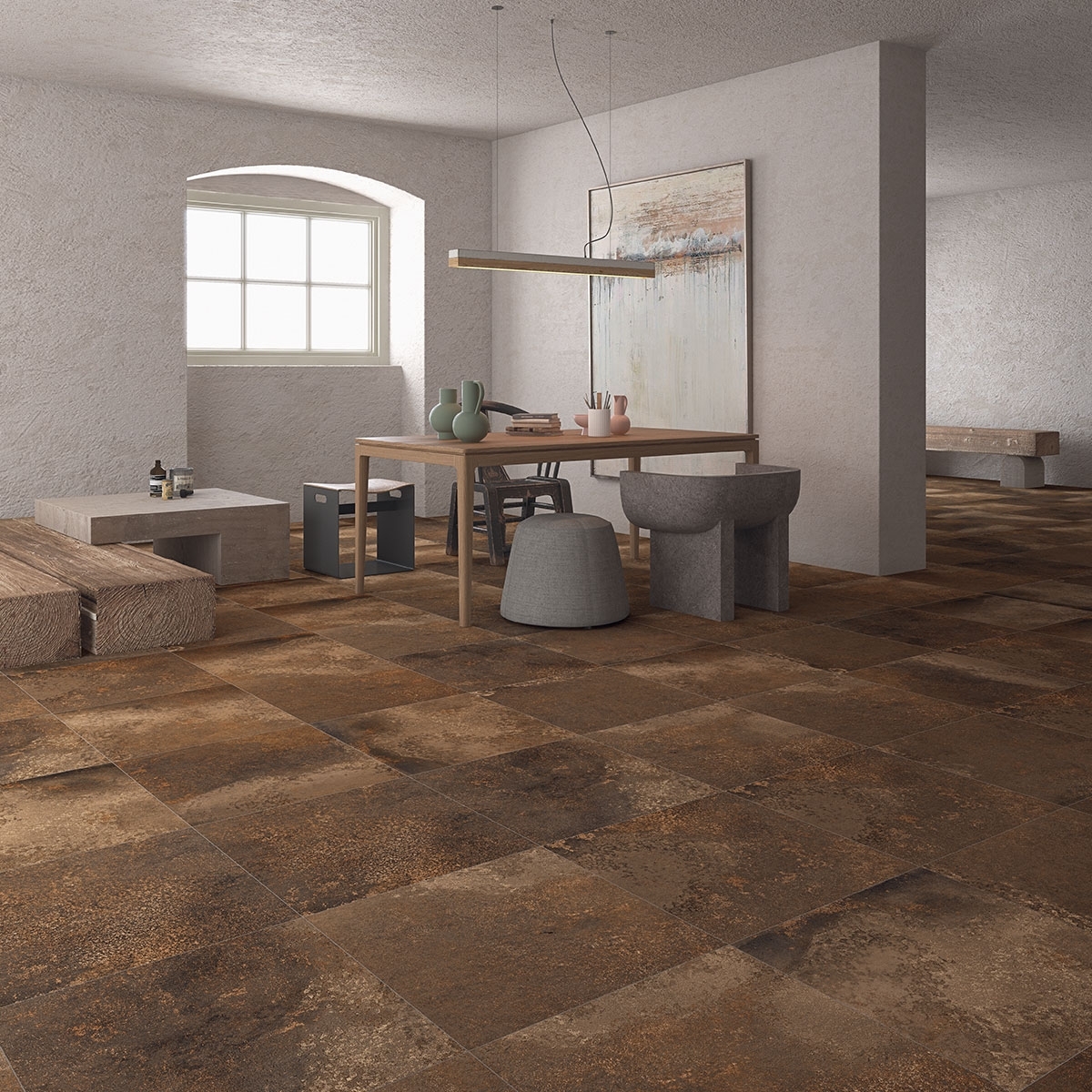 Comedor con Pavimento Yuri-R Caldera 58.3x58.3