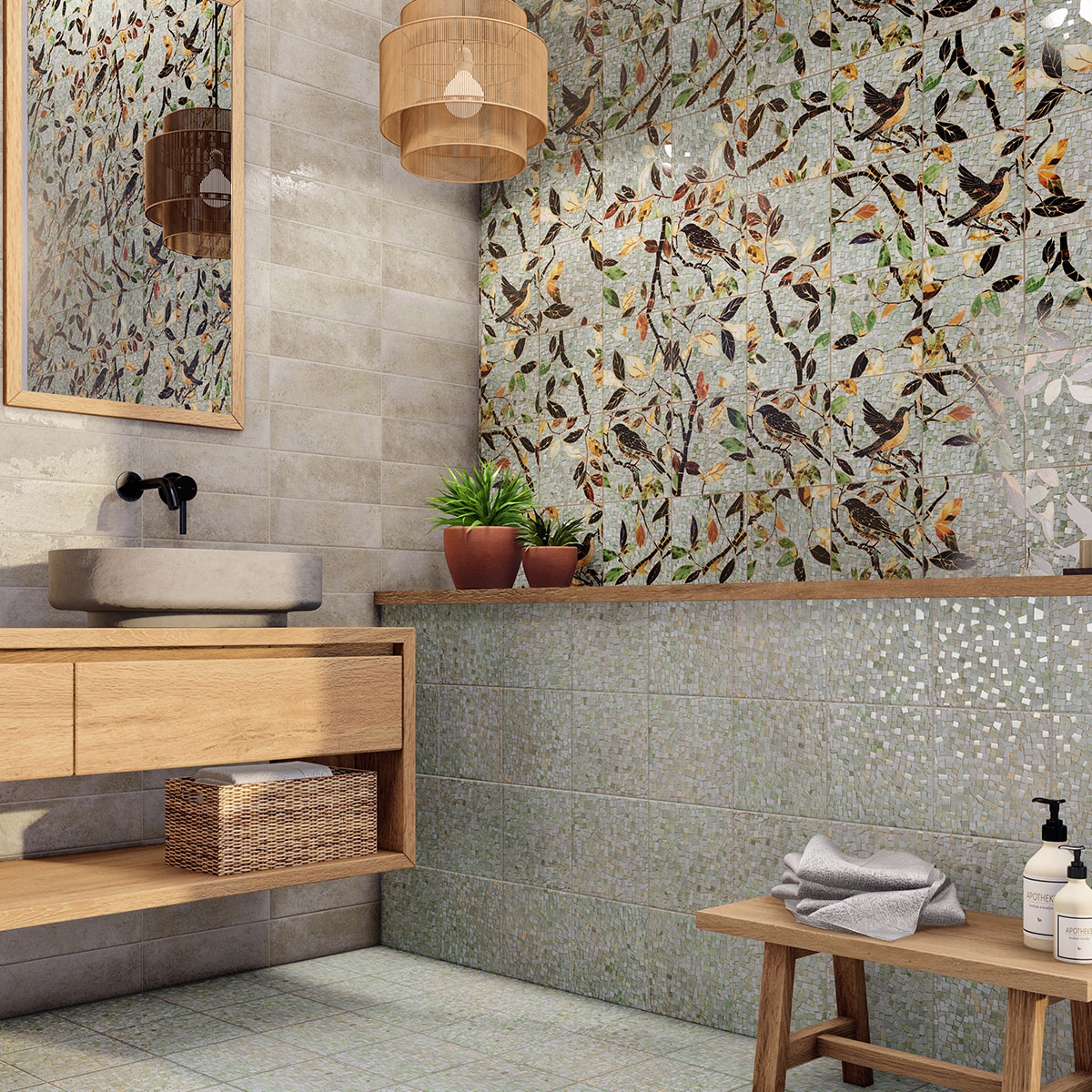Baño con revestimiento Mosaico Tiffany 20x20