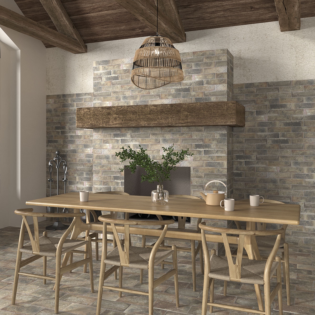 Interior con revestimiento Argile Terra 7.5x30 (Caja 0.50m2)