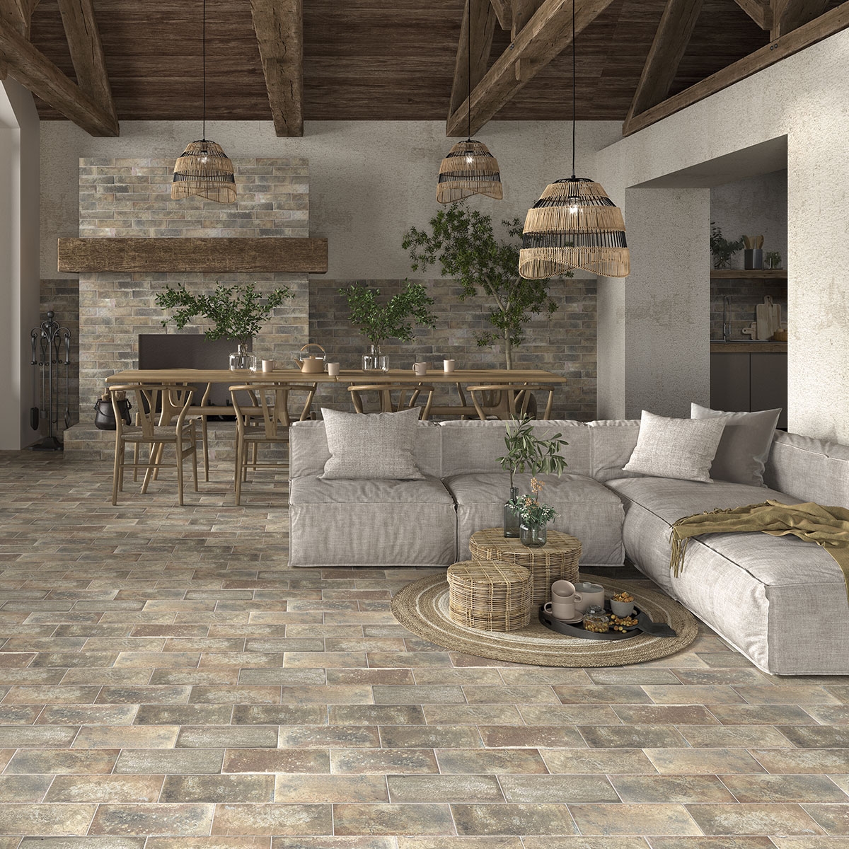 Interior con revestimiento Argile Terra 7.5x30