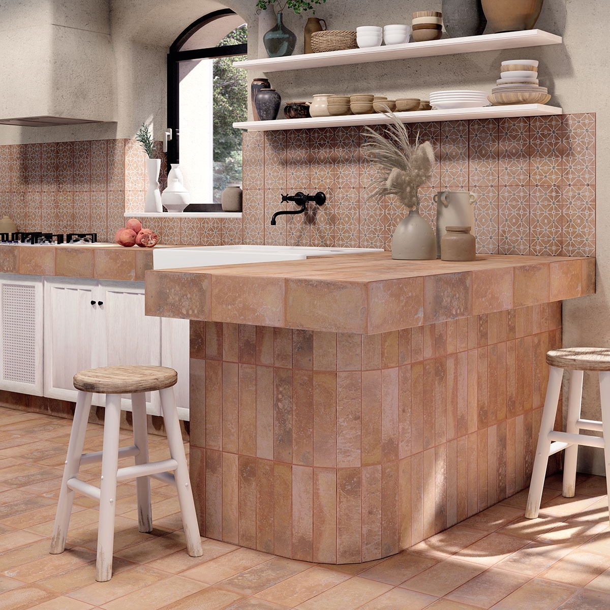 Interior con revestimiento Argile Rose 7.5x30