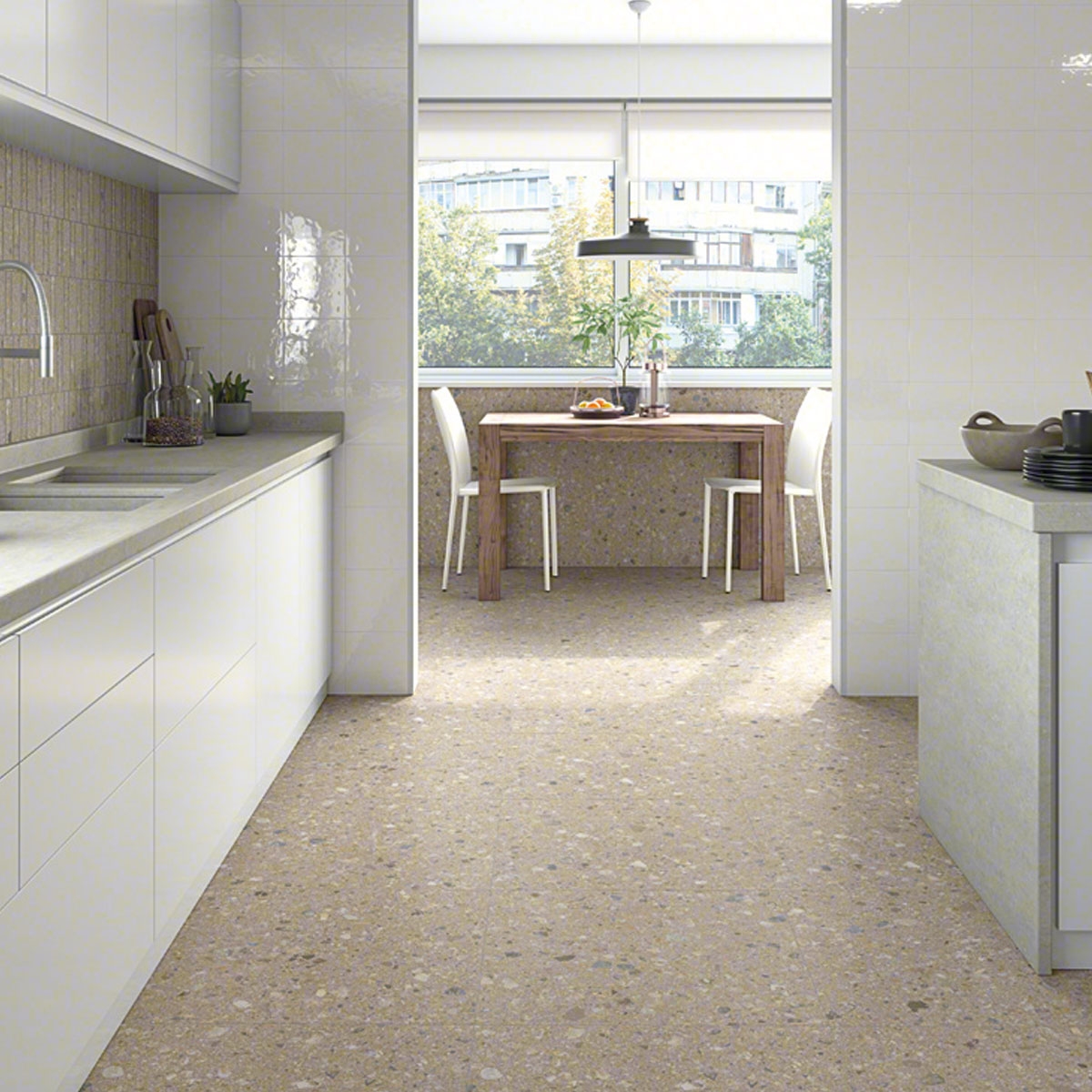 Interior con Pavimento Janty-R Nuez 59.3x59.3