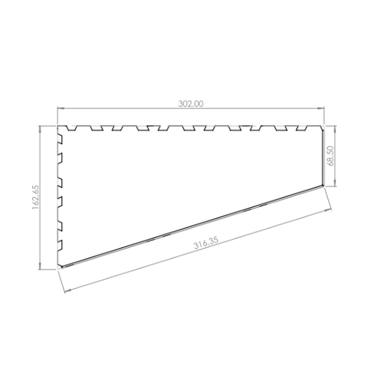 Medidas del Estante de Ducha Trapezoidal Asimétrico
