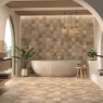 Baño con pavimento y revestimiento Taipei Sand 15x15