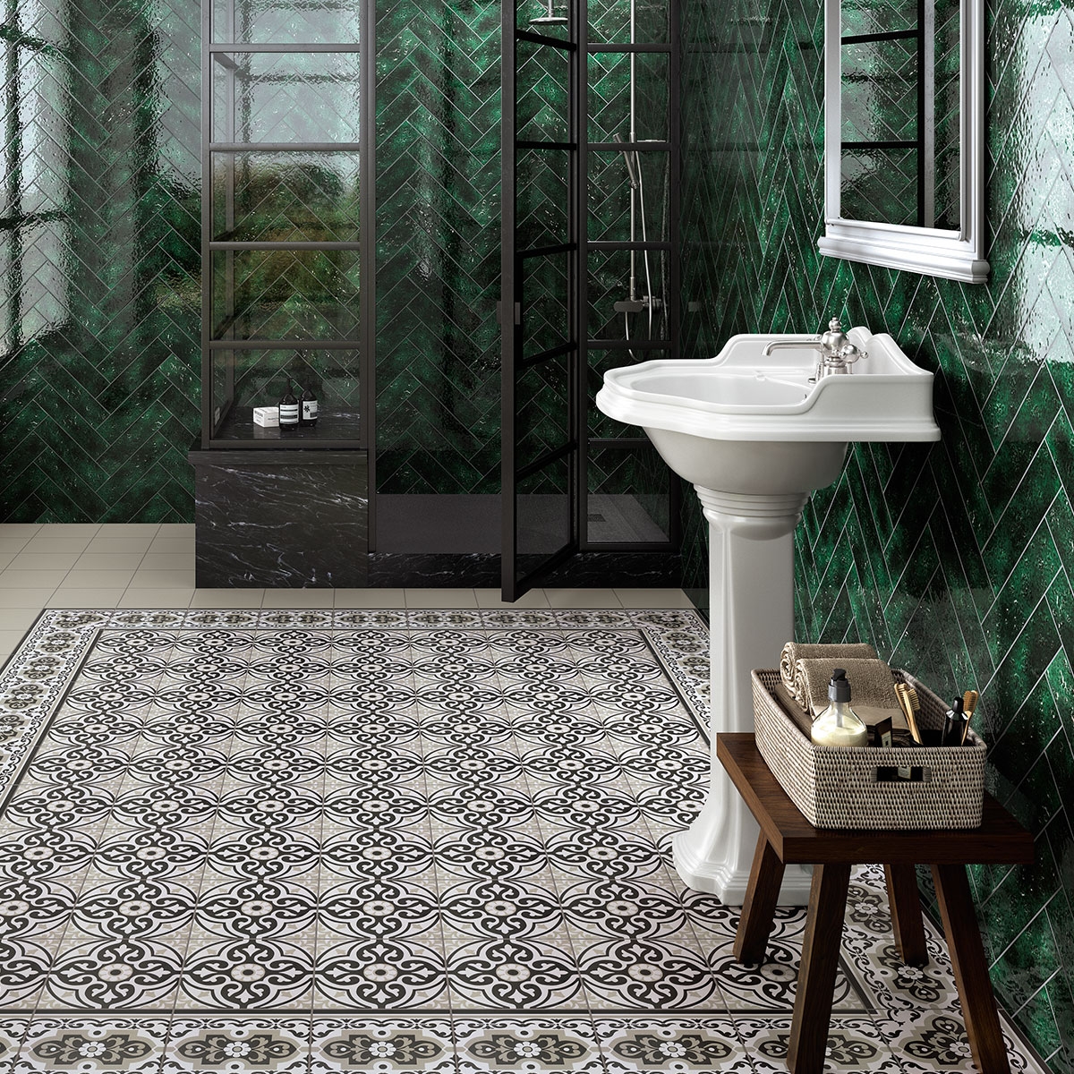 Baño con revestimiento Amalfi Cipresso 7.5x30