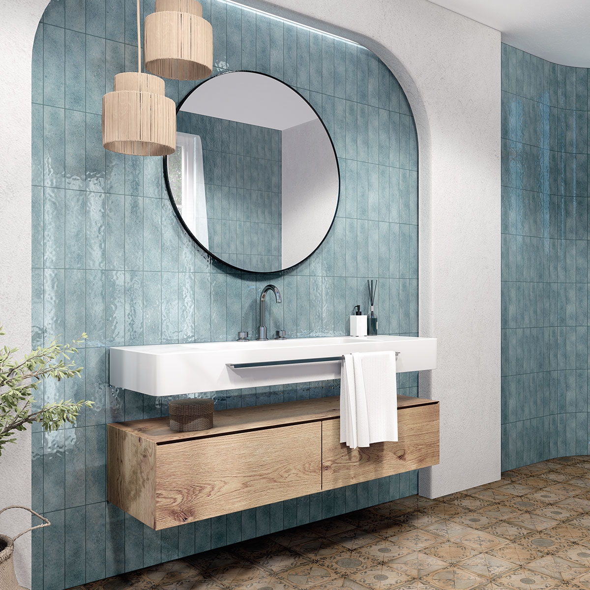 Baño con revestimiento Amalfi Laguna 7.5x30