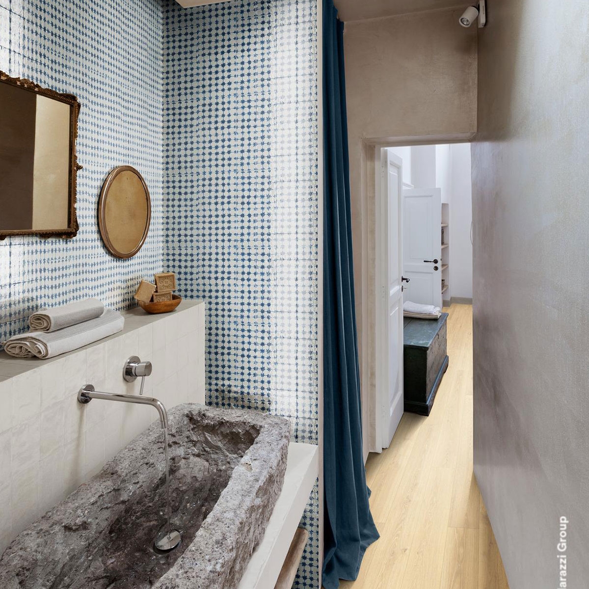 Baño con Revestimiento Memoria Tappeto 1 Blu 15x15