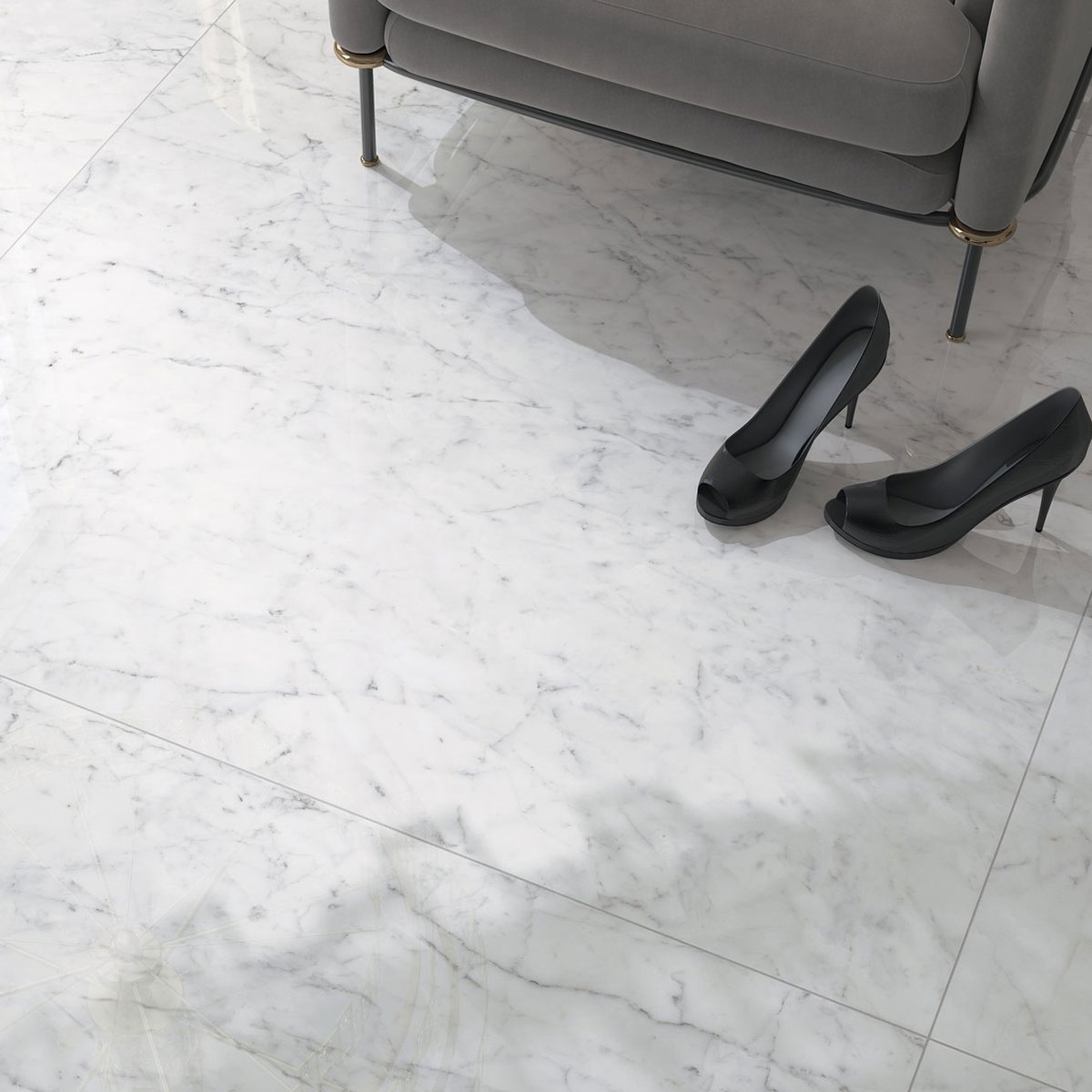 Sala con pavimento Vita Pulido 120x120