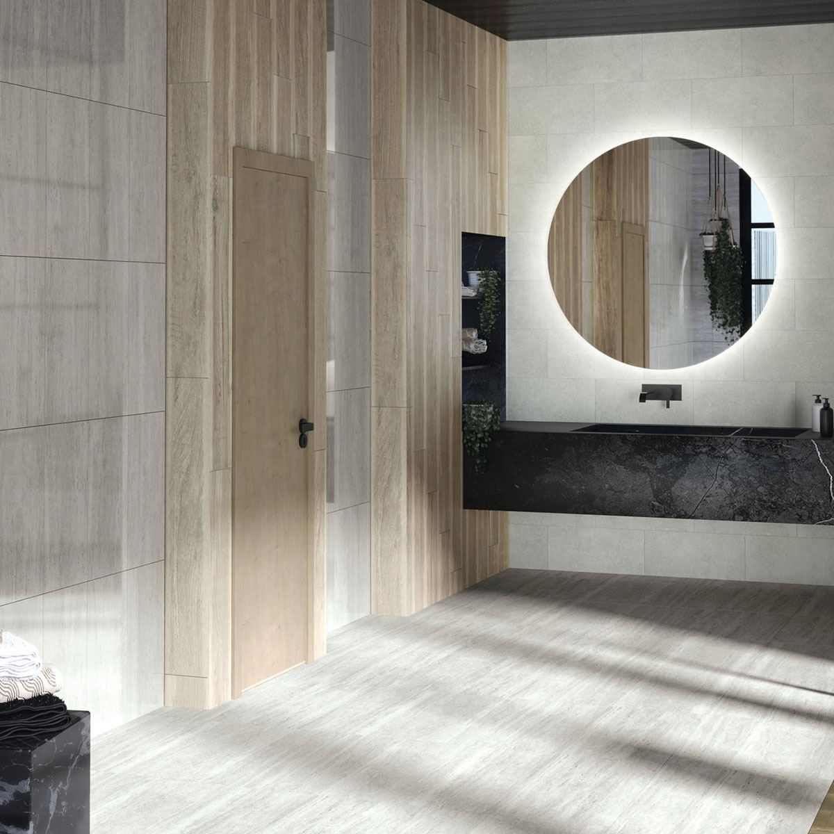 Baño con revestimiento Wabi Sabi Stru Bianco Antideslizante 30x60