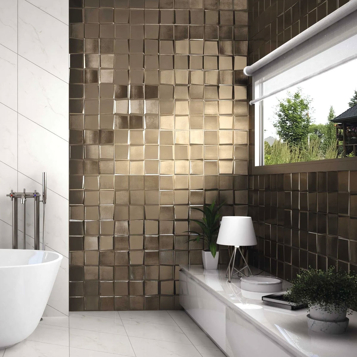 Baño con revestimiento Pattern Oro 33x33