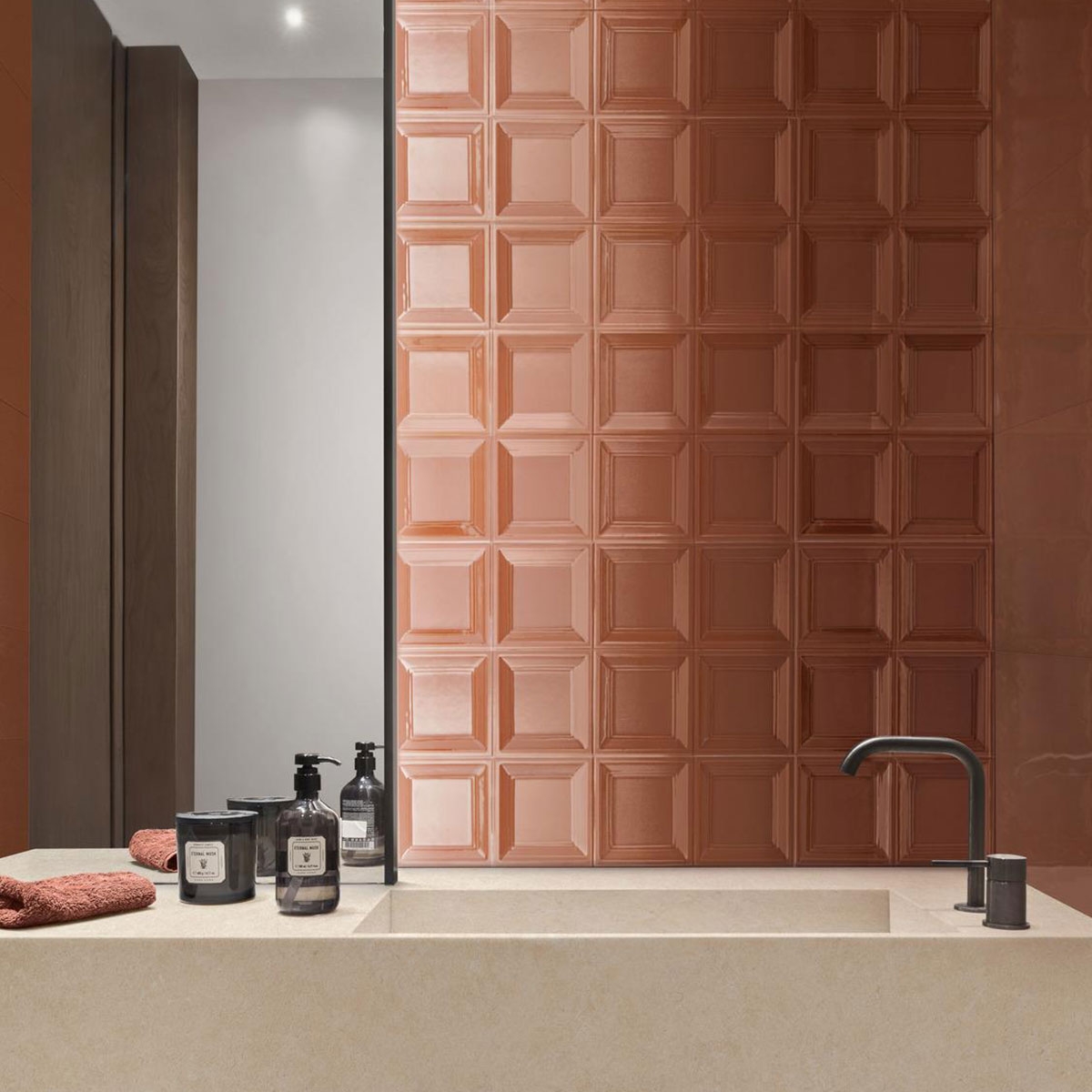 Baño con Revestimiento Bliss Square 3D Brick 30x90