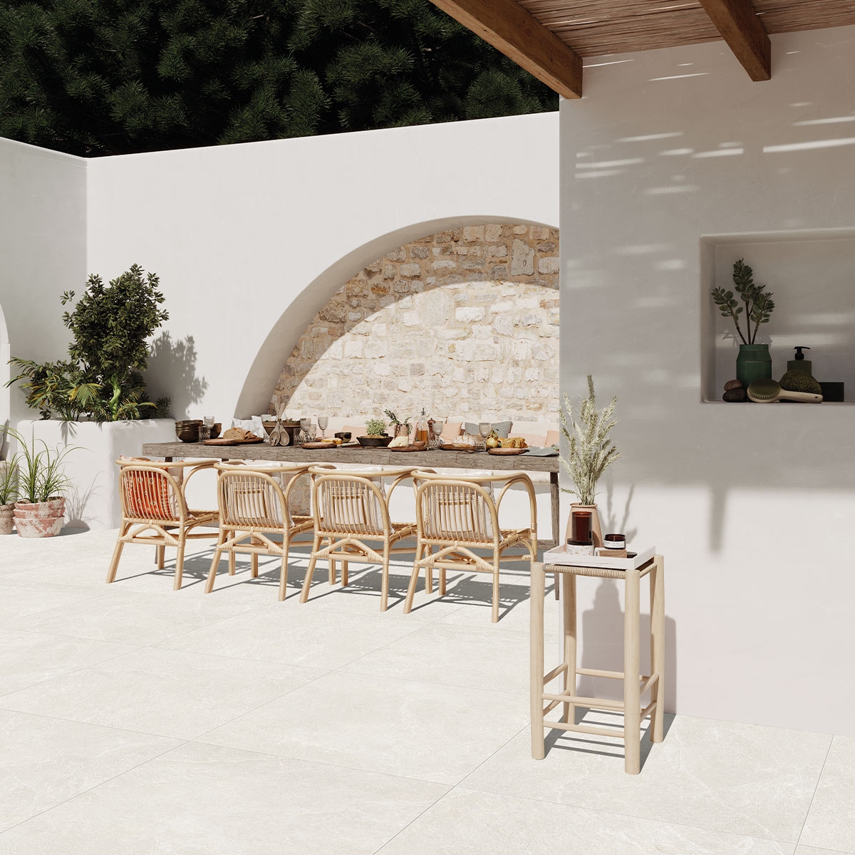 Exterior con pavimento Ardesia Light Antideslizante 100x100x2