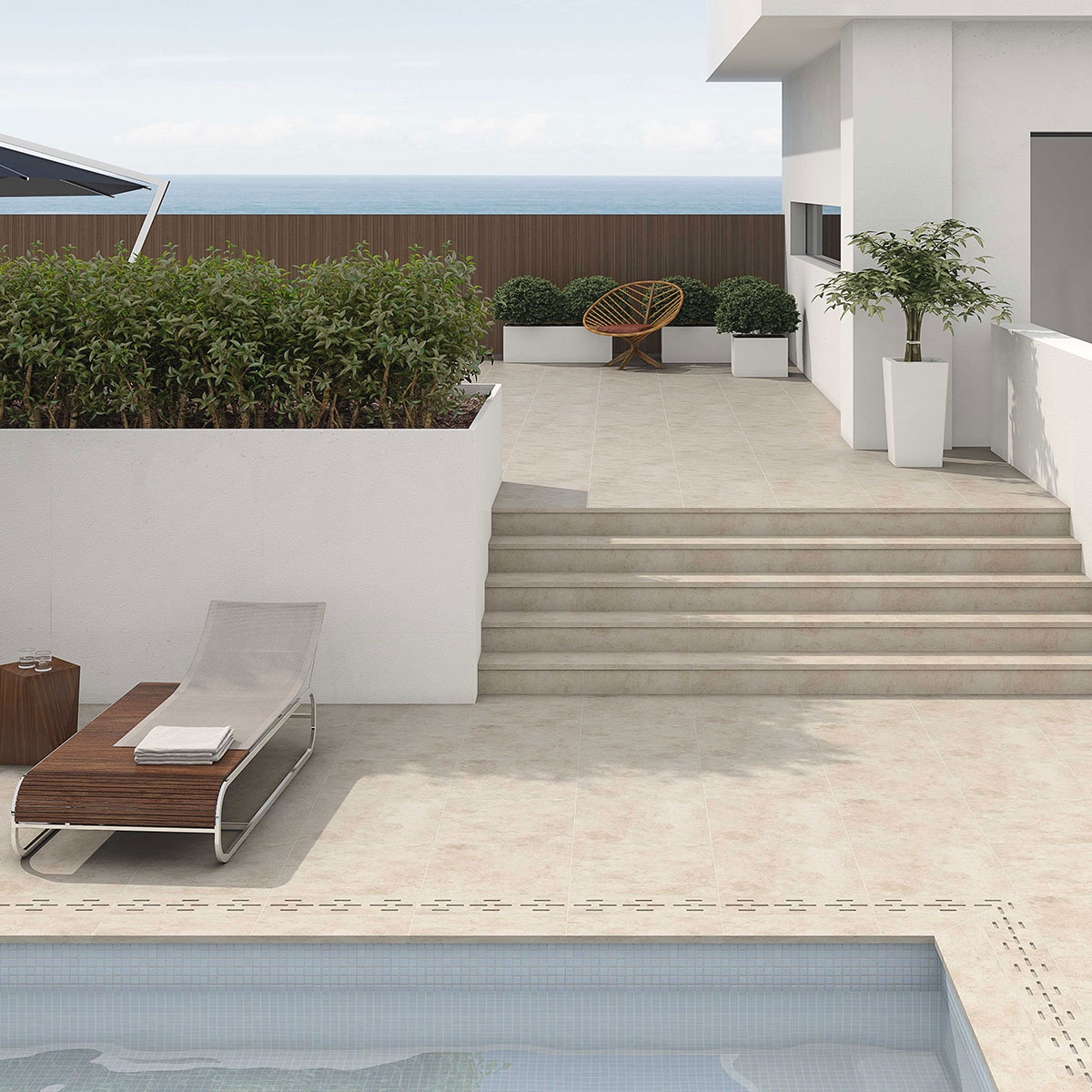 Exterior con pavimento Area Beige Antideslizante 60x60 (Caja 0.72m2)