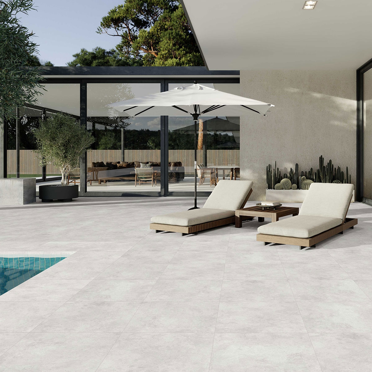 Exterior con pavimento Area Grey Antideslizante 60x60 (Caja 0.72m2)