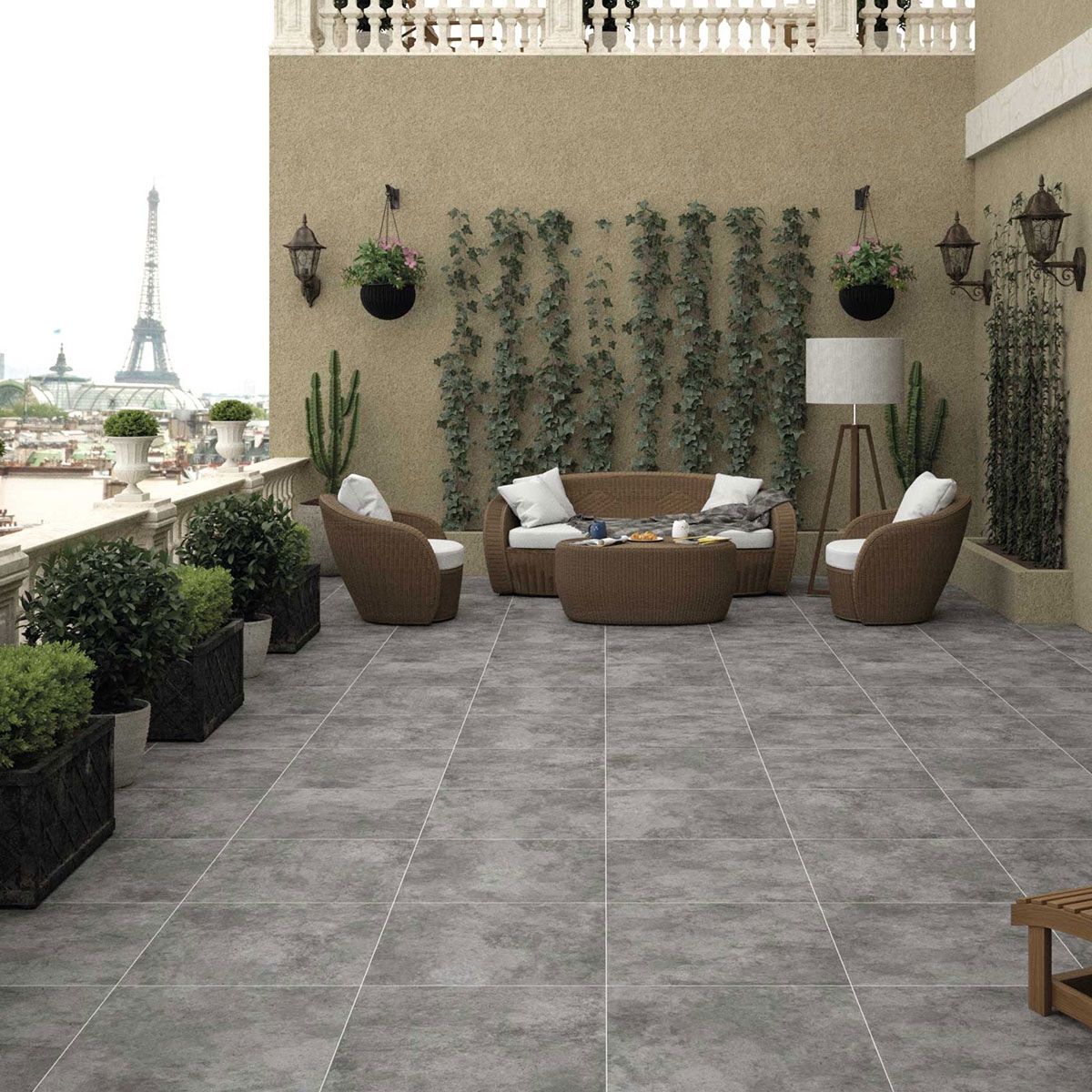 Exterior con pavimento Area Graphite Antideslizante 60x60