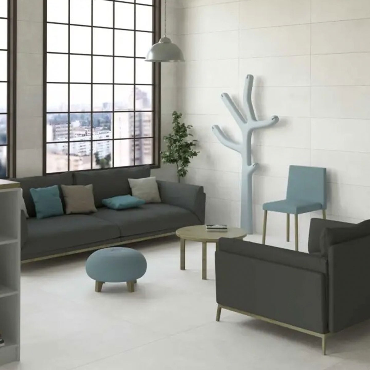 Interior con revestimiento Exa White 33x100