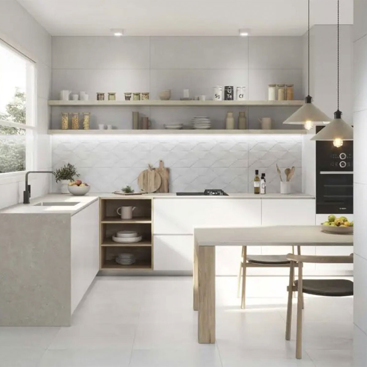 Cocina con revestimiento Legacy White 40x120
