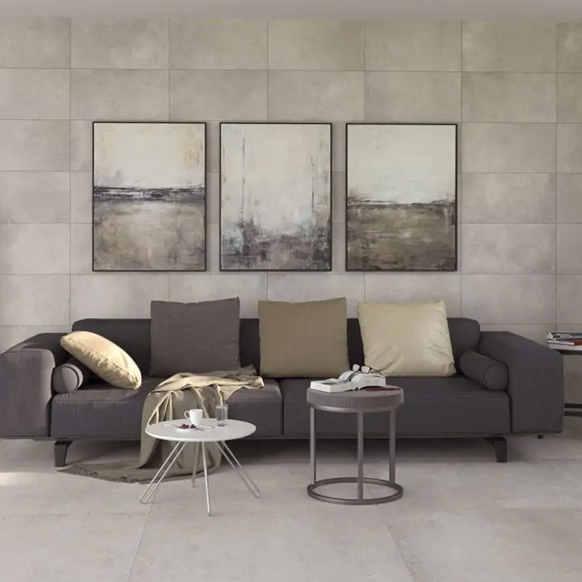 Interior con pavimento Make Up Grey 100x100 (2,00m2)