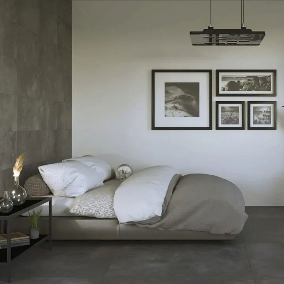 Habitación con pavimento Make Up Dark 100x100