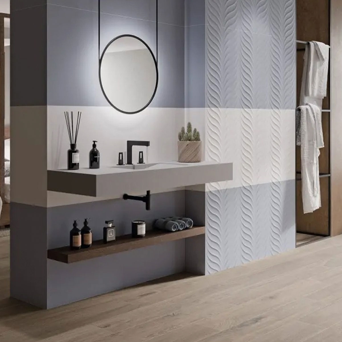 Baño con revestimiento Yris Bianco 60x120