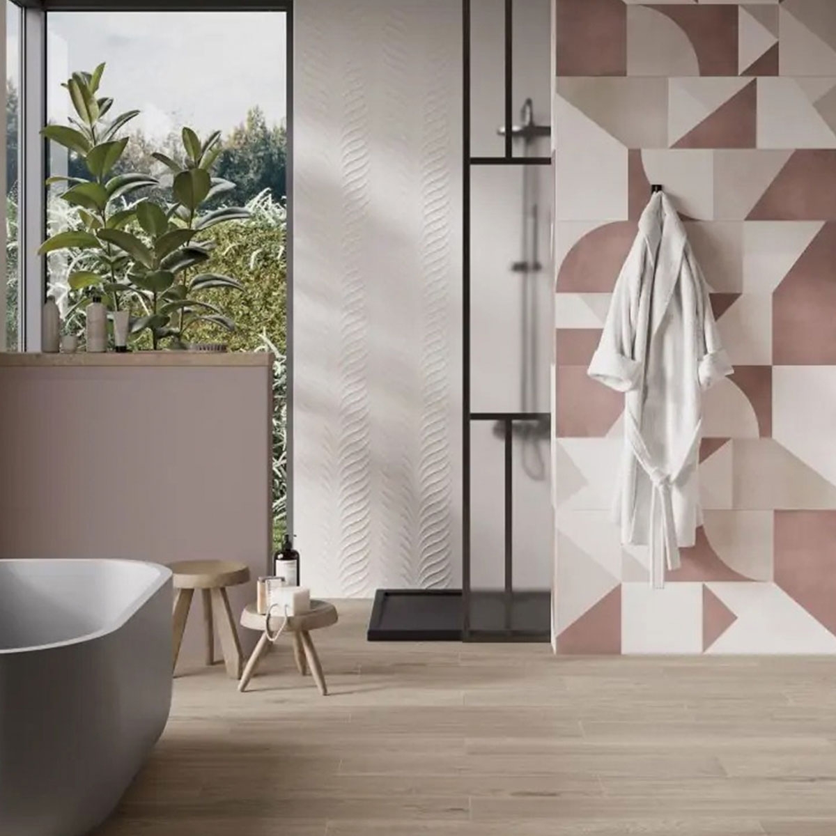 Baño con revestimiento Yris Keops Warm 60x120