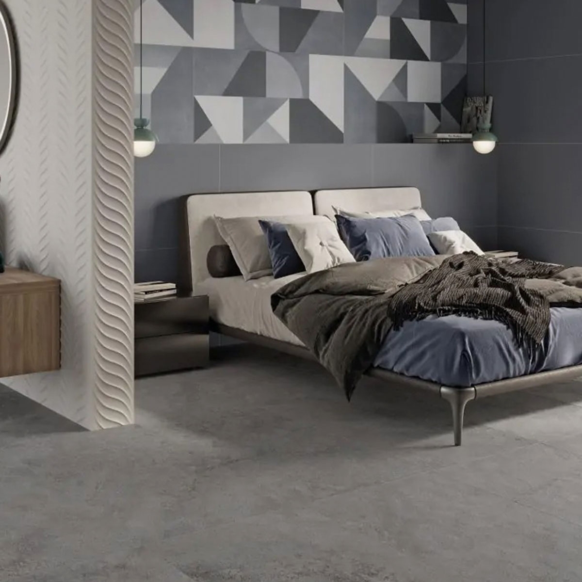 Habitación con revestimiento Yris Keops Cold 60x120