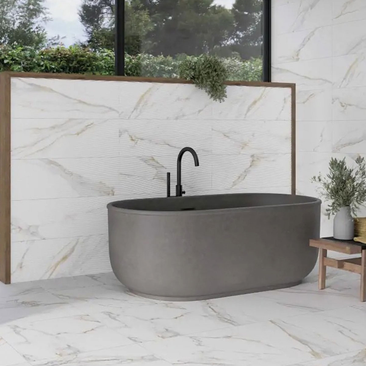Baño con pavimento Vogue Bianco 60x60