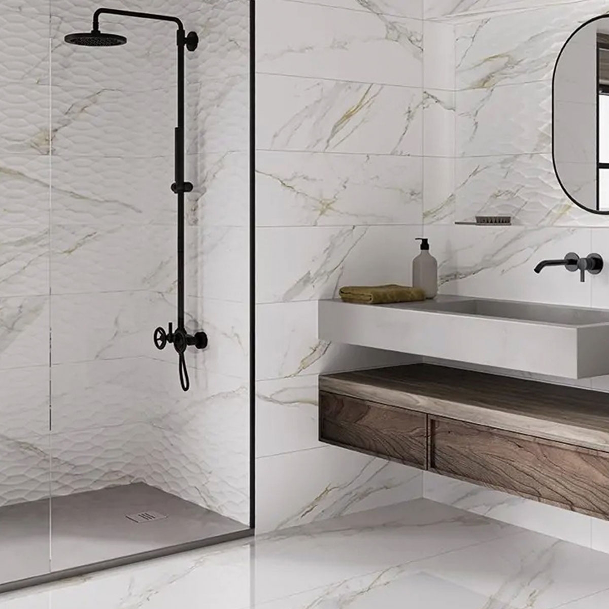 Baño con revestimiento Vogue Bianco 30x90