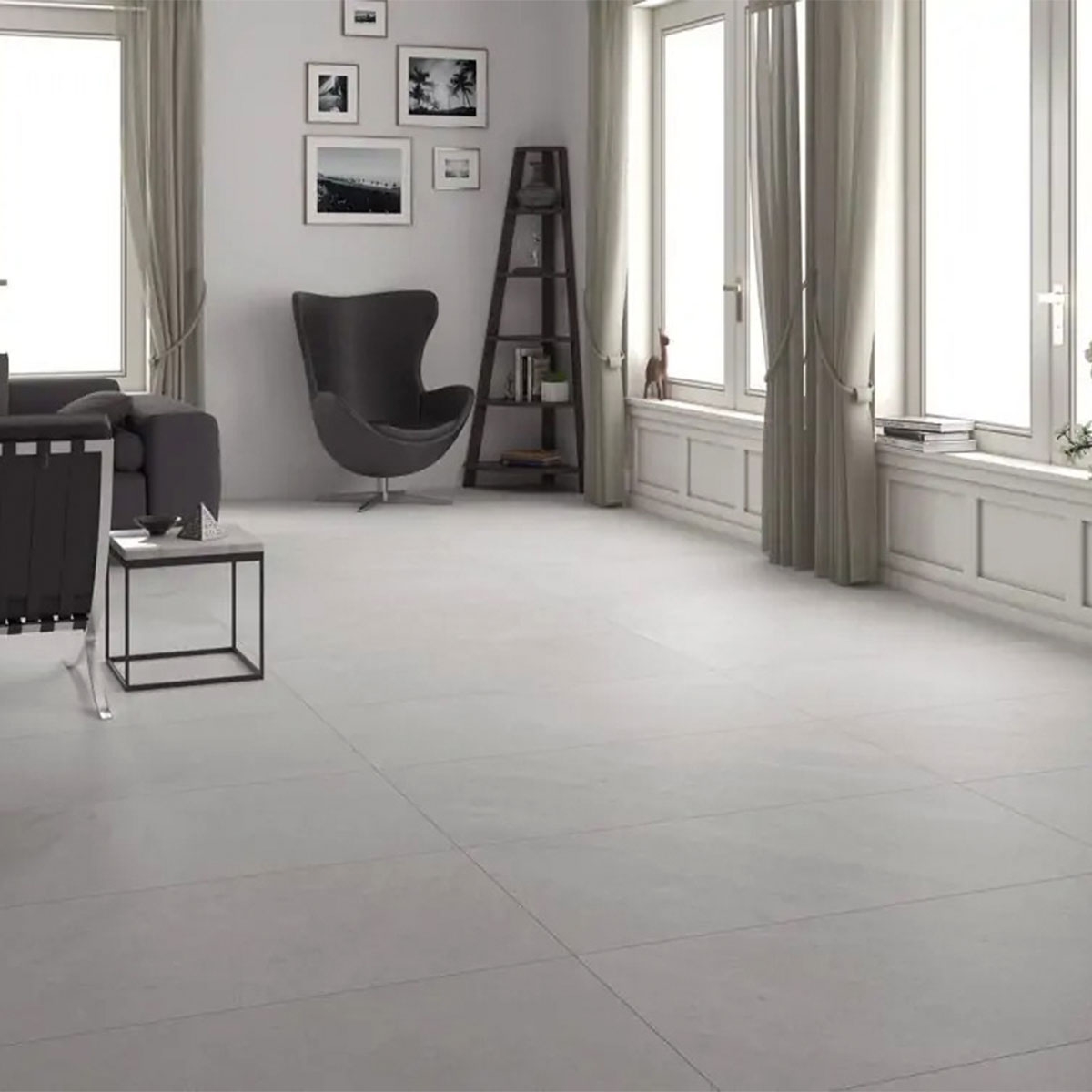Interior con pavimento Valley White 60x120