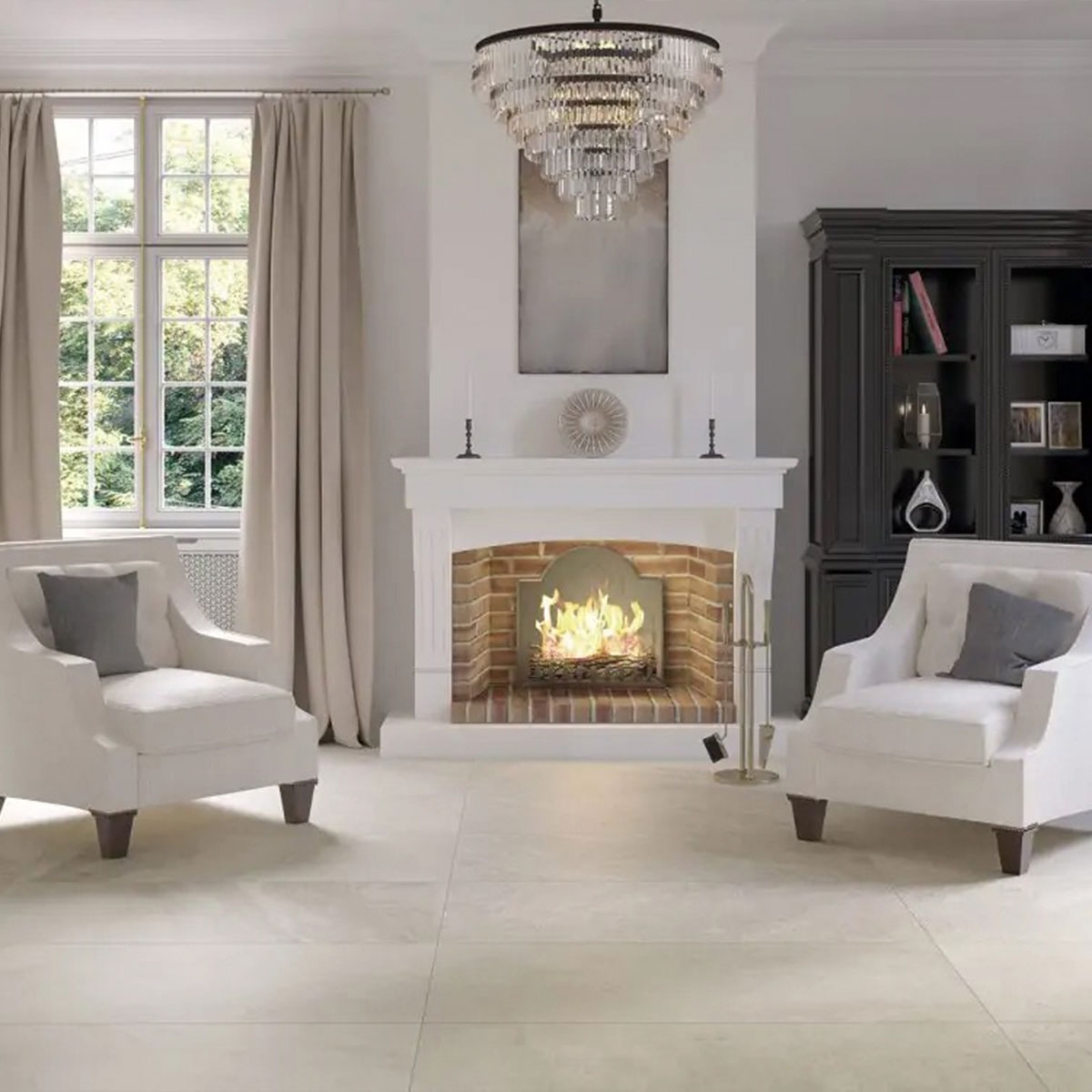 Sala con pavimento Valley Beige 60x120