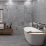 Baño con pavimento Valley Grey 60x120