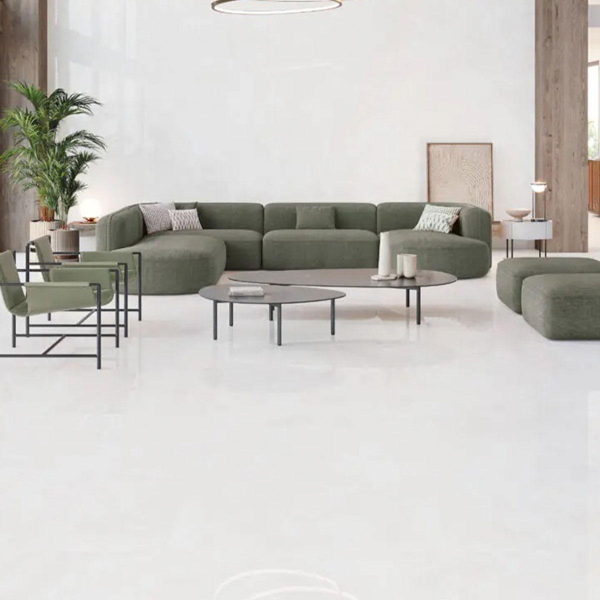 Interior con pavimento Supreme Bianco 120x120