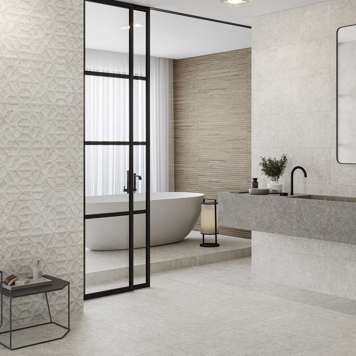 Baño con revestimiento Dover Draco Cream 30x90