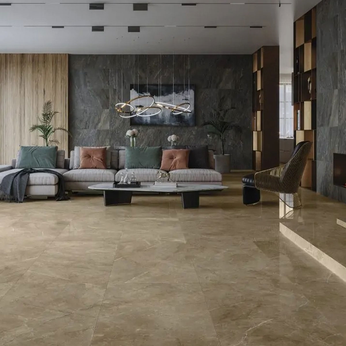 Interior con revestimiento Stonehenge Oxide 60x120