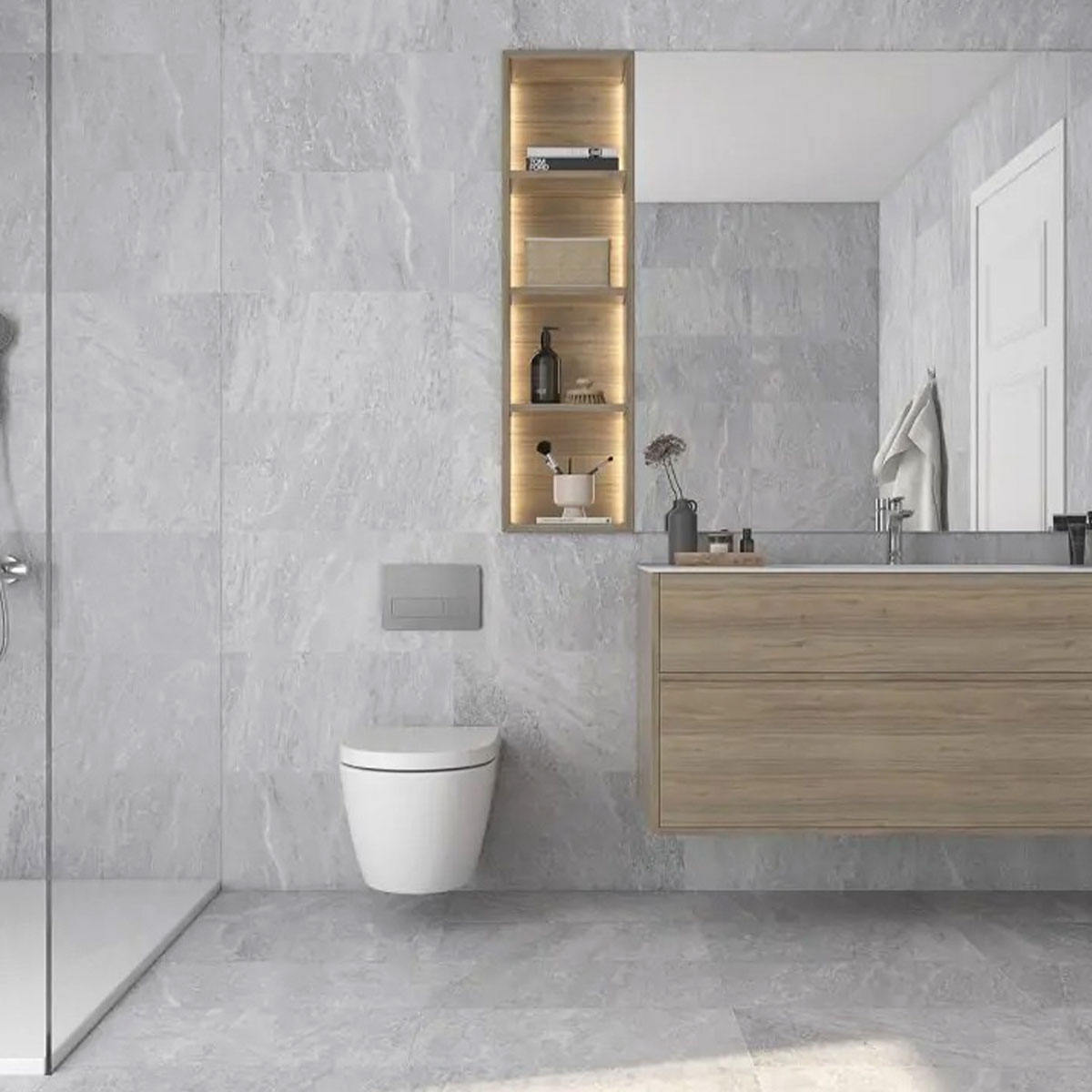Baño con revestimiento Stonehenge Grey 31,6x60,8