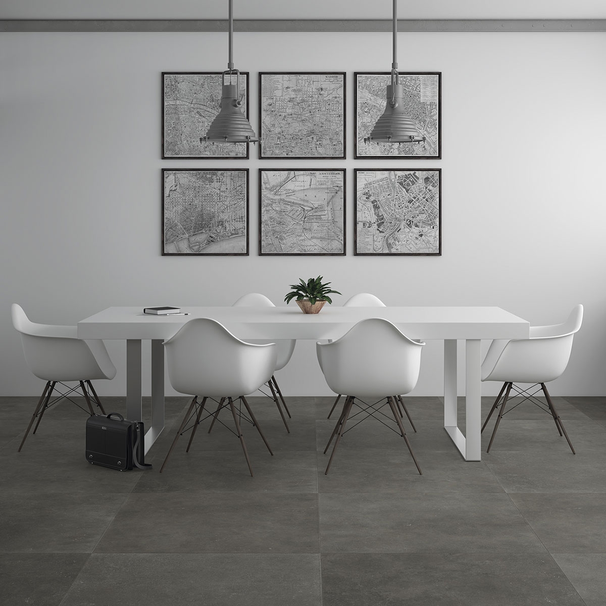Interior con pavimento Eternal Stone Graphite 100x100