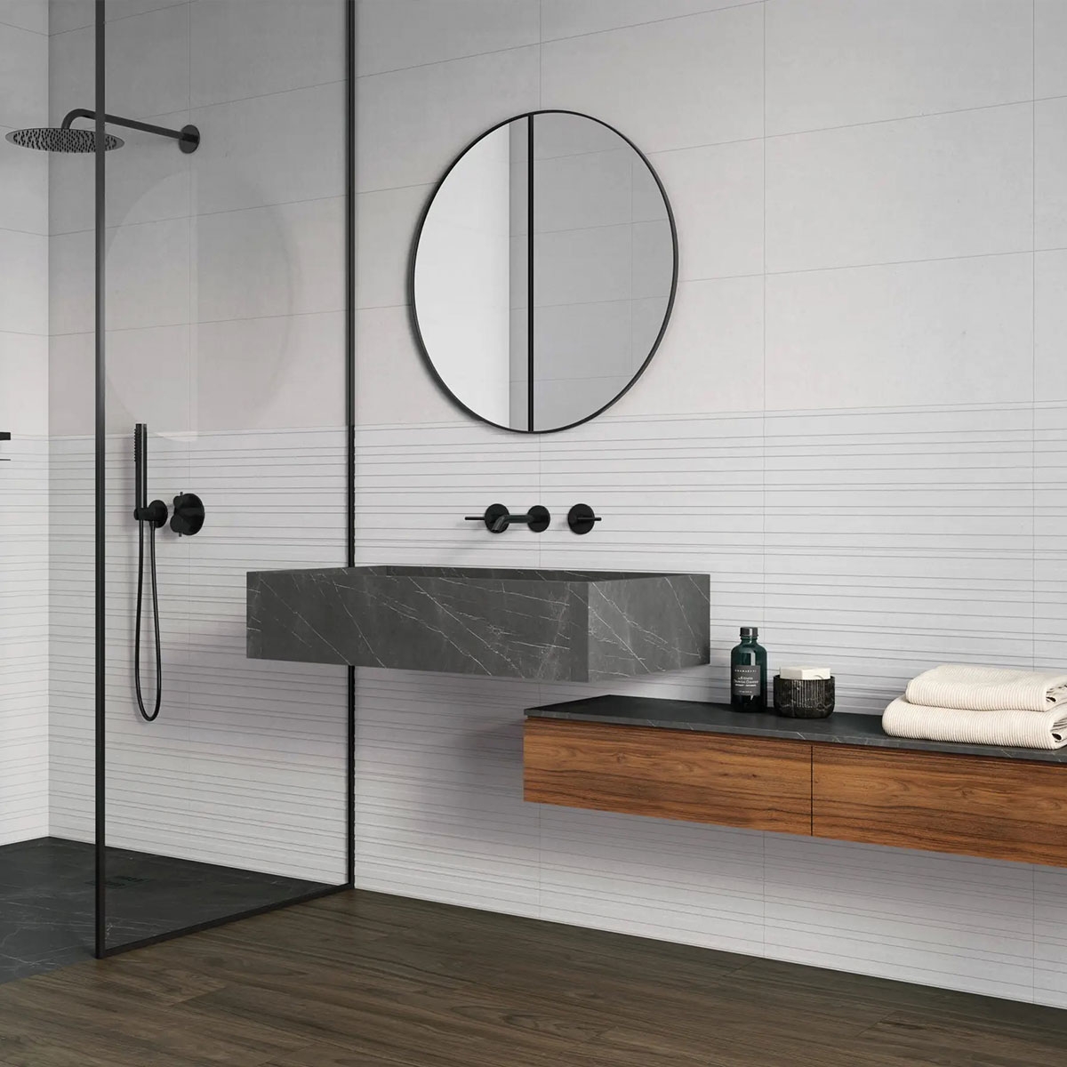Baño con revestimiento Paradiso Pearl 30x60
