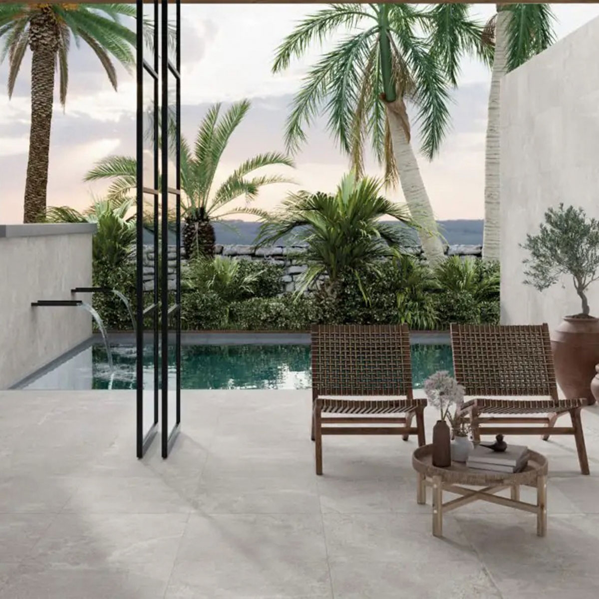 Exterior con pavimento y revestimiento Northbay Grey Antideslizante 60x60