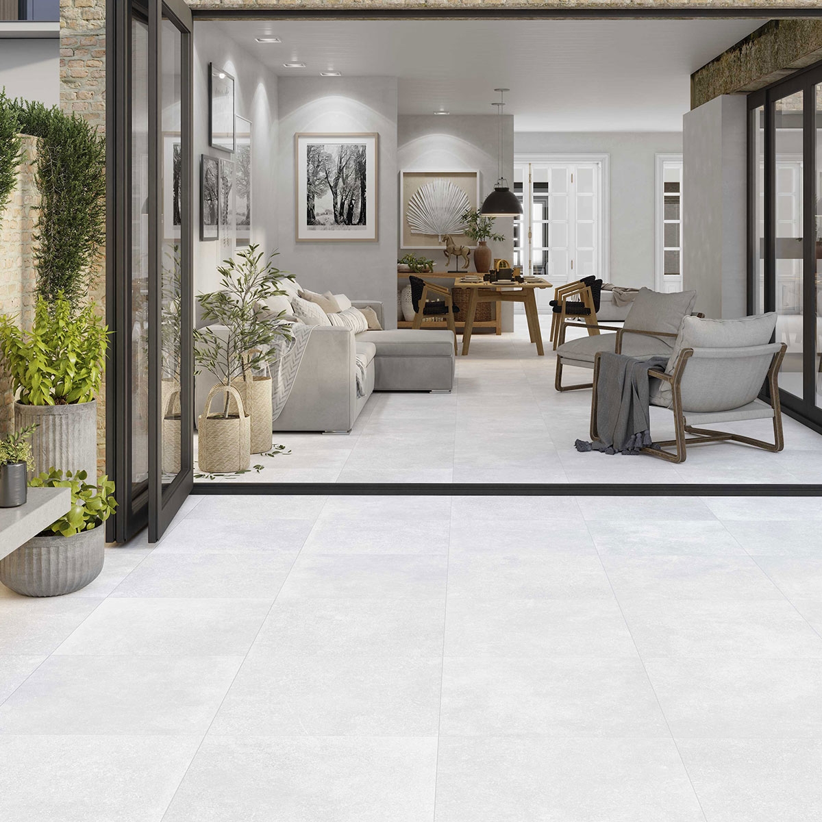 Exterior con pavimento Hardblue White Antideslizante 60x60x2